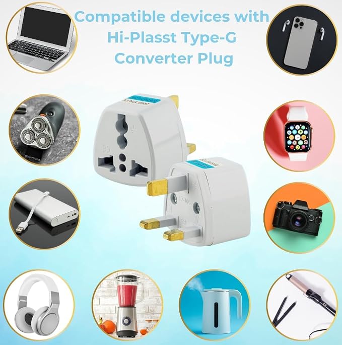 Tip G, İngiliz Adaptör Fişi, Hindistan, İngiltere, Dubai, Hong Kong, Singapur, Kıbrıs Fişi, Hac, Umre Uyumlu, 2 ve 3 Uçlu Seyahat Fiş Çevirici Dönüştürücü Priz, Uluslararası Güç Adaptörü - Görsel 2
