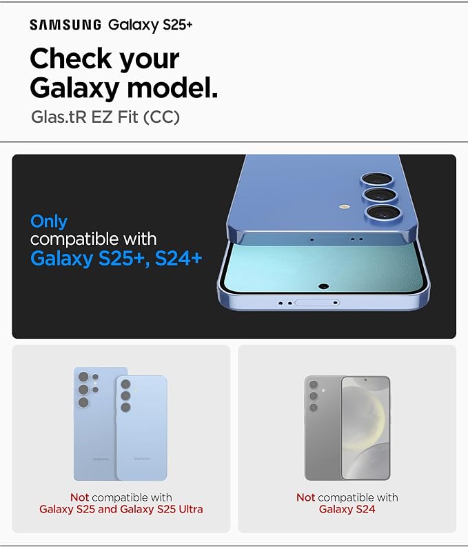 Galaxy S25 Plus / S24 Plus ile Uyumlu Kolay Kurulum Cam Ekran Koruyucu GLAS.tR EZ Fit HD (2 Adet) Şeffaf - AGL07432 (Spigen TR Garantili) - Görsel 2