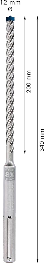 Professional 1x EXPERT SDS max-8X Kırıcı Delici Delme Uçları (Yumuşak taş, Sert taş, Beton, Donatılı beton, Beton bina bloku, Ø 12,00x340 mm, Aksesuar Kırıcı Delici) - Görsel 4