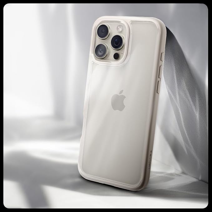 iPhone 16 Pro ile Uyumlu Kılıf Ultra Hybrid Sararmaya Dayanıklı Bej Şeffaf Kapak - ACS08127 (Spigen TR Garantili) - Görsel 3