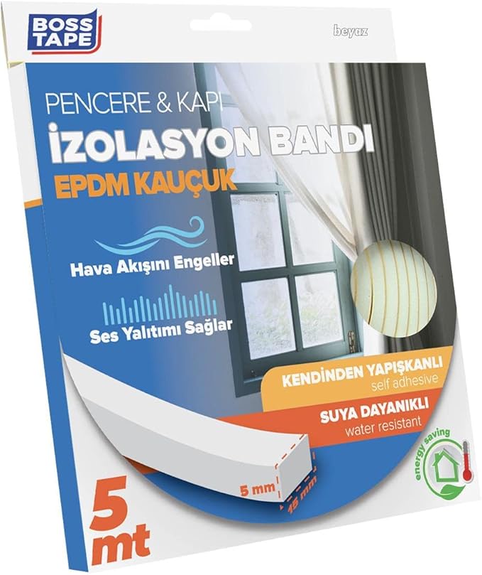 Tape EPDM Kauçuk Pencere Kapi Izolasyon Bandi, 5mm X 15mm X 5mt Boyut, Beyaz - Görsel 2