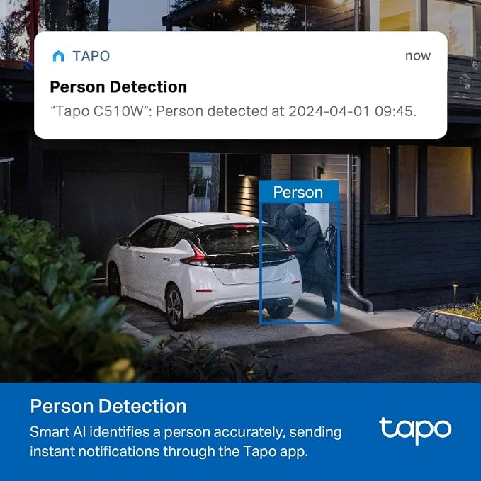 C510W, 2K Dış Mekan Wi-Fi Güvenlik Kamerası, Hareket Tespit/Takibi, 360°, IP65 Su Geçirmez, Renkli Gece Görüşü, Çift Yönlü Ses, Bulut/Yerel Depolama, Sesli ve Işıklı Alarm - Görsel 5