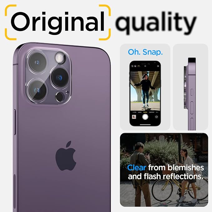 iPhone 16 Pro/Pro Max / 15 Pro/15 Pro ile Uyumlu Kamera Lens Camı Koruyucu GLAS.tR Optik (2 Adet) Şeffaf - AGL05761 (Spigen TR Garantili) - Görsel 5