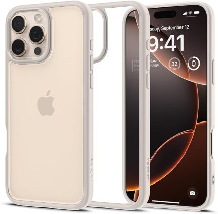 iPhone 16 Pro ile Uyumlu Kılıf Ultra Hybrid Sararmaya Dayanıklı Bej Şeffaf Kapak - ACS08127 (Spigen TR Garantili)