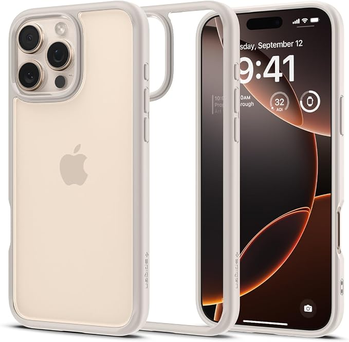 iPhone 16 Pro ile Uyumlu Kılıf Ultra Hybrid Sararmaya Dayanıklı Bej Şeffaf Kapak - ACS08127 (Spigen TR Garantili)