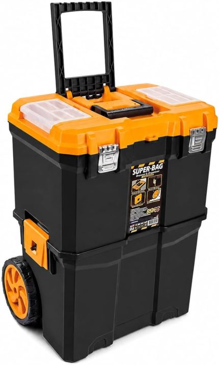 Bag Çift Katlı Tekerlekli Takım Çantası, Çekilebilir Saplı Modüler Alet Kutusu, Üst Organizer Bölmeli, Büyük Hacimli Depolama Çantası ASR5039