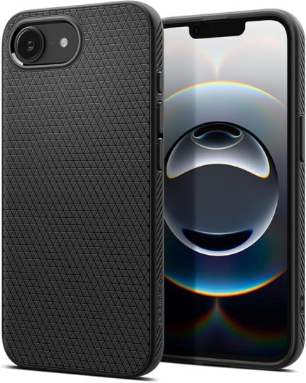 iPhone 17e / 16e ile Uyumlu Kılıf Liquid Air Kaymaz Dokulu Yüzey Siyah Kapak - ACS09161 (Spigen TR Garantili) | Askeri Sınıf Koruma