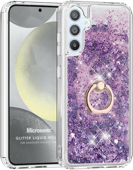 Samsung Galaxy S24 için Kılıf Glitter Liquid Holder Mor [Galaxy S24 ile Uyumlu Kılıf - Mor]