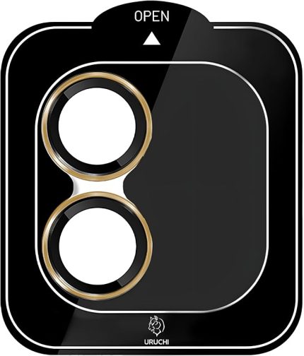 iPhone 11 Mini / 12 Mini / 12 iPhone Kamera Lens Koruyucu, Safir, Kolay Kurulum, Alüminyum Alaşım Çerçeveli 9H Sertliğinde Cam Lens,Gold
