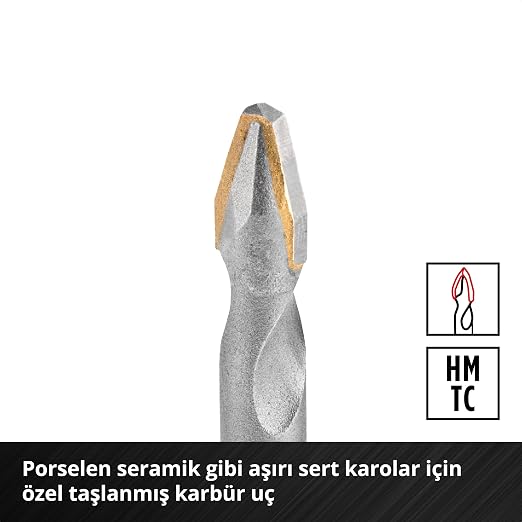 Einhell XS-CASE 4 Parça Karbür Fayans Matkap Ucu Seti (Takım Çeliğinden Üretilmiştir, Özel Taşlanmış Karbür Plaka, Merkezleme Ucu, E 6.3 Sap, Saklama Kutusu Dahil) - 49051404 - Görsel 5