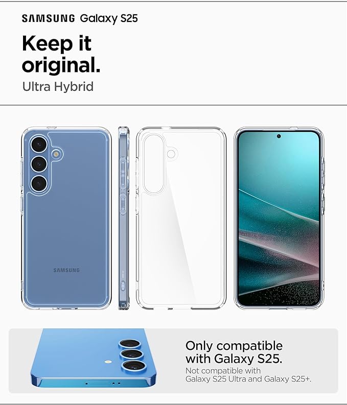 Galaxy S25 ile Uyumlu Kılıf Ultra Hybrid Sararmaya Dayanıklı Şeffaf Kapak - ACS09006 (Spigen TR Garantili) - Görsel 2