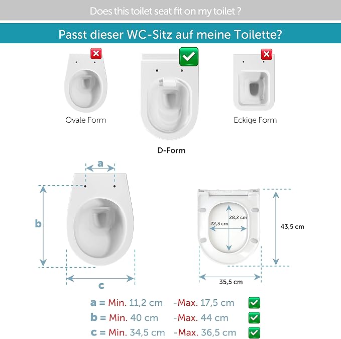Bagno | Düz klozet kapağı, otomatik kapanmalı klozet kapağı, D şeklinde - Görsel 5