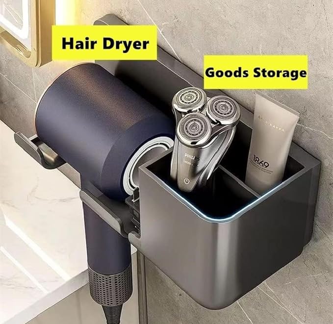Saç Kurutma Makinesi Tutucu Banyo Organizeri: Duvara Monte Edilebilir, Pratik Depolama Çözümü (Beyaz) - Görsel 5