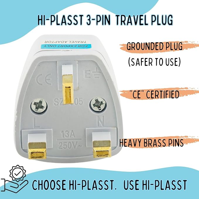 Tip G, İngiliz Adaptör Fişi, Hindistan, İngiltere, Dubai, Hong Kong, Singapur, Kıbrıs Fişi, Hac, Umre Uyumlu, 2 ve 3 Uçlu Seyahat Fiş Çevirici Dönüştürücü Priz, Uluslararası Güç Adaptörü - Görsel 3