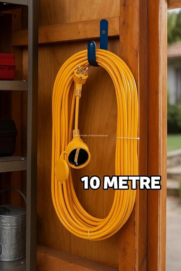 Uzatma Kablosu, Erkek ve Dişi Fiş Kaplinli, Kapaklı Prizli, 3x2.5 mm, Kalın Kablo, Bahçe, Şantiye, Atölye ve Dış Mekan Kullanımına Uygun, Güvenli Güç Bağlantı Kablosu (10 Metre) - Görsel 2