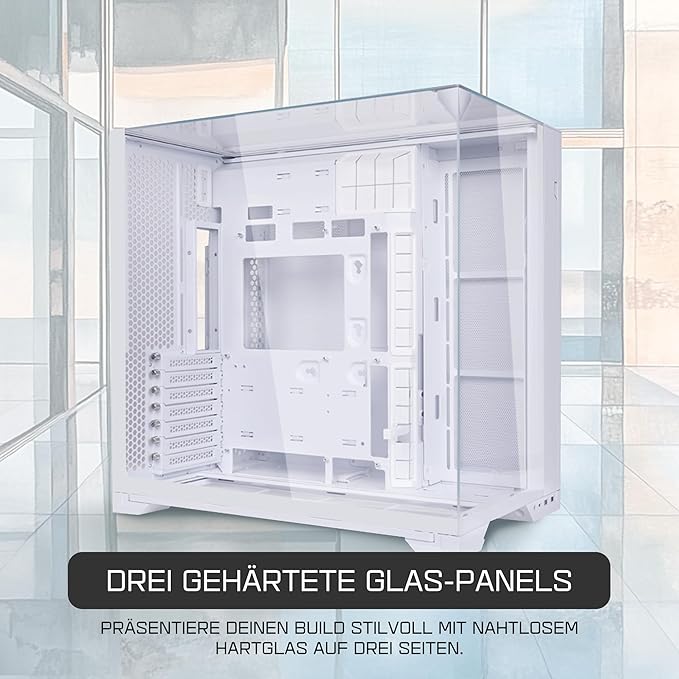 Li O11 Vision Compact ATX Mid-Tower Oyun PC Kasası - Alüminyum ve Temperli Cam (Beyaz) - Görsel 3
