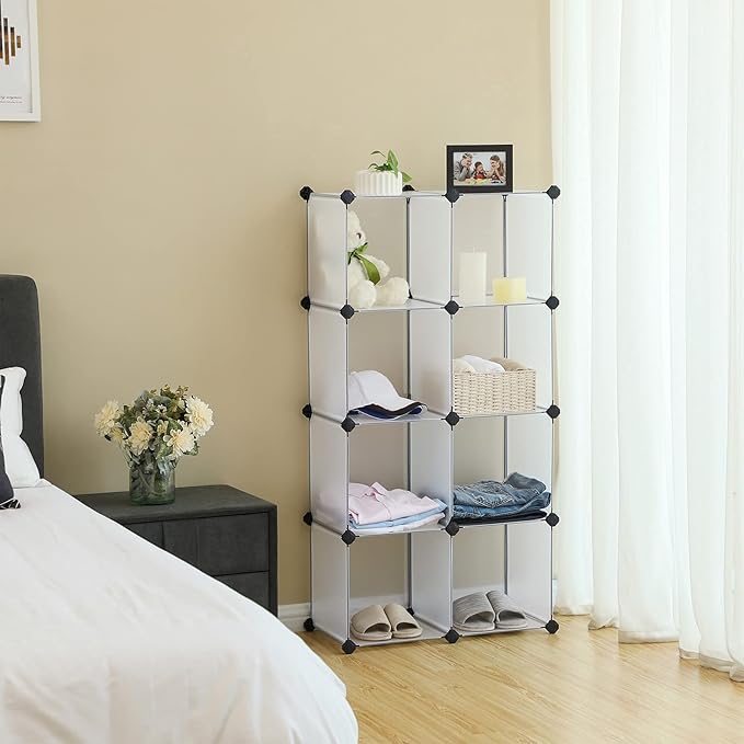 9 Bölmeli Raf Sistemi, Ayakkabı Rafı, Banyo Rafı, Giysi Dolabı, Oyuncak Dolabı, 93 x 31 x 123 cm, Beyaz Lpc115S | Modüler ayakkabı rafı, istiflenebilir küpler, bölücü, yatak odası, ofis, 31 x 93 x 93 cm, beyaz, collection DAMION LPC115S - Görsel 4