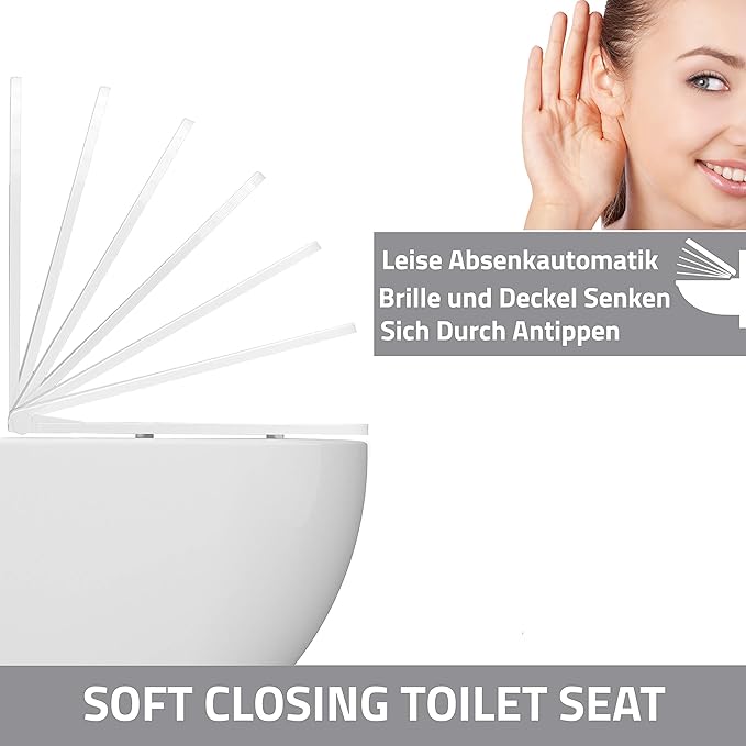 Bagno | Düz klozet kapağı, otomatik kapanmalı klozet kapağı, D şeklinde - Görsel 3