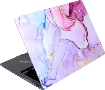 MacBook Air 13.3 İnç Kılıf A1932 A2179 A2337 M1 Uyumlu Hard Case Sert Koruyucu Kapak Premium Desenli İnce Hafif Laptop Kılıfı - Lavanta Düşü