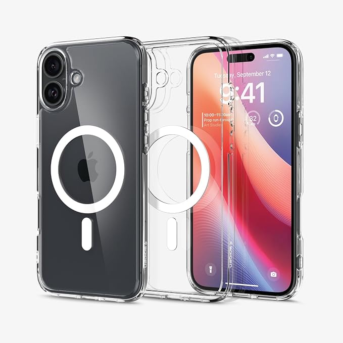 iPhone 16 Plus ile Uyumlu MagSafe Kılıf Crystal Hybrid Mag Fit Sararmaya Dayanıklı Beyaz Şeffaf Kapak - ACS08096 (Spigen TR Garantili) - Görsel 2