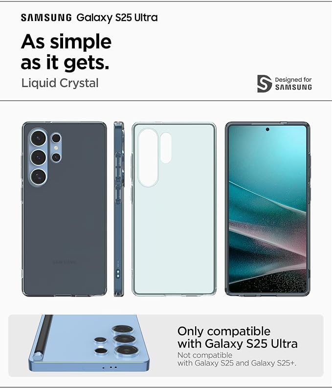 Galaxy S25 Ultra ile Uyumlu Kılıf Liquid Crystal Sararmaya Dayanıklı ince Gri Şeffaf Kapak - ACS08949 (Spigen TR Garantili) - Görsel 2