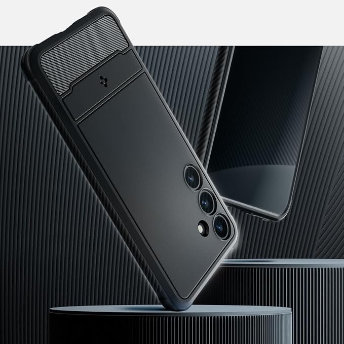 Galaxy S24 ile Uyumlu Kılıf Rugged Armor Üst Düzey Koruma Siyah Karbon Kapak - ACS07346 (Spigen TR Garantili) - Görsel 3