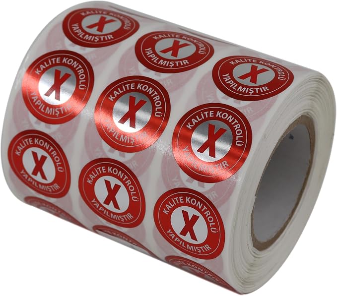 Metalize Kalite Kontrolü Yapılmıştır Ret Etiketi 25mm Çap 2500 Adet Yan Yana 3 lü - Görsel 3