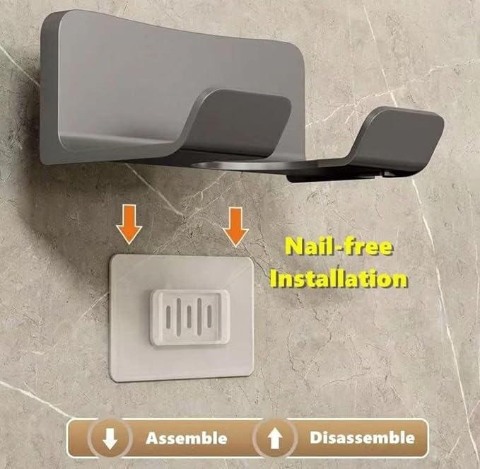 Saç Kurutma Makinesi Tutucu Banyo Organizeri: Duvara Monte Edilebilir, Pratik Depolama Çözümü (Beyaz) - Görsel 4