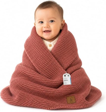 Örme Bebek Battaniyesi 30x40 inç – Oeko-Tex Sertifikalı | Nefes alabilen kundak ve yeni doğanlar için battaniye, beşik ve bebek arabası için, makinede yıkanabilir