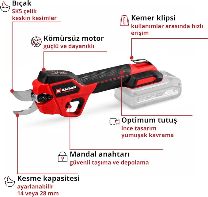 Professional Akülü Budama Makası GP-LS 18/28 Li BL-Solo 3408320 - Görsel 3