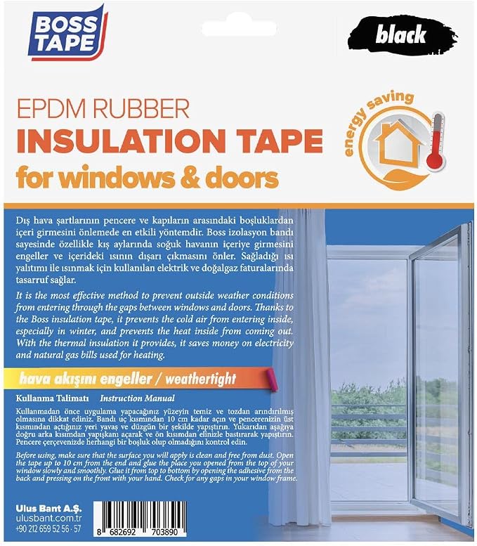 Tape EPDM Kauçuk Pencere Kapi Izolasyon Bandi, 5mm X 15mm X 5mt Boyut, Siyah - Görsel 3