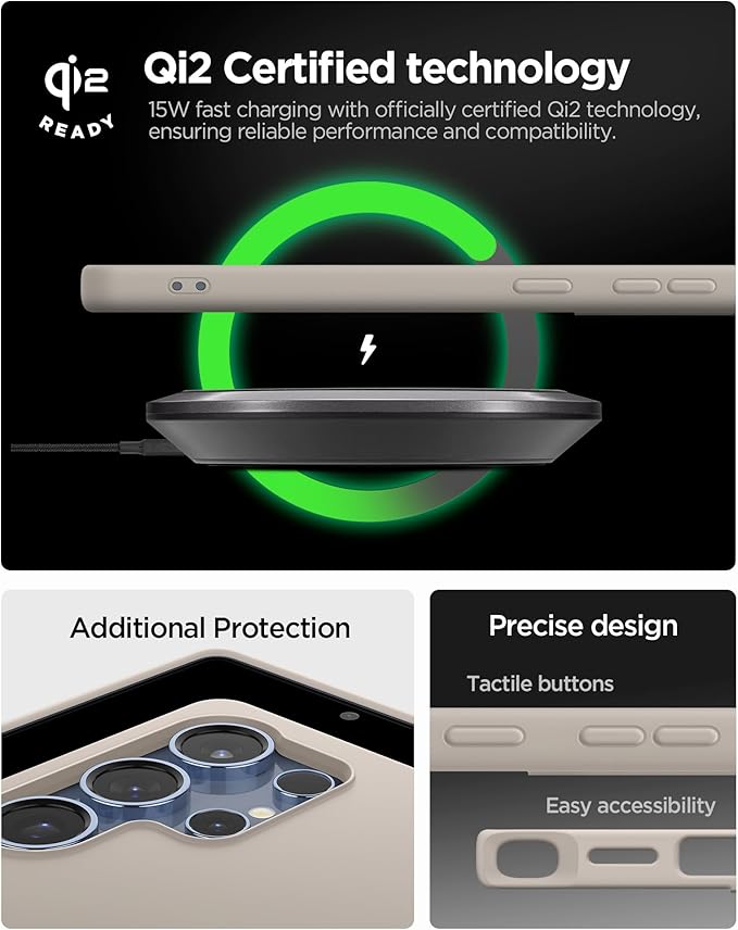 Galaxy S25 Ultra ile Uyumlu Magnet Kılıf Silicone Fit Mag Fit Kaymaz Silikon Bej Kapak - ACS09165 (Spigen TR Garantili) - Görsel 3