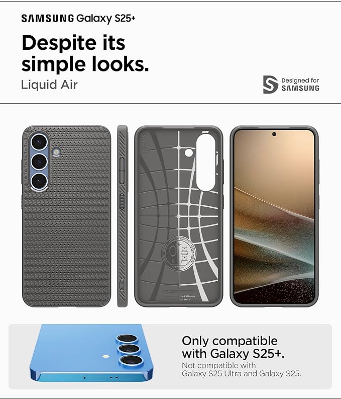Galaxy S25 Plus ile Uyumlu Kılıf Liquid Air Kaymaz Dokulu Yüzey Gri Kapak - ACS08980 (Spigen TR Garantili) - Görsel 2