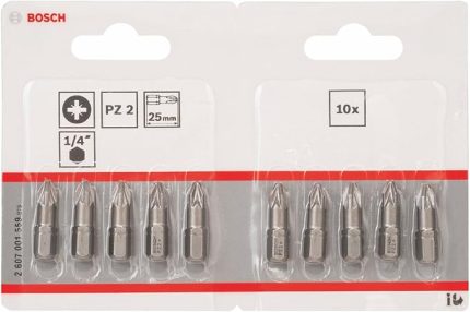 Professional Zubehör 2607001559 Schrauberbit Extra-Hart PZ 2, 25 mm, 10 Stück