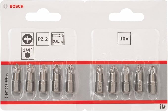 Professional Zubehör 2607001559 Schrauberbit Extra-Hart PZ 2, 25 mm, 10 Stück