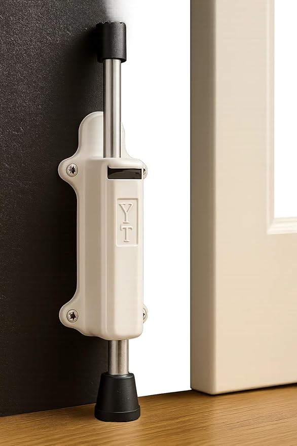 Kapı Stoperi, 4 Vida Dahil, Dayanıklı Metal, Kolay Montajlı, Modern Tasarımlı Kapı Tutucu, Estetik ve Ergonomik İç Mekan Aksesuarı (Beyaz) - Görsel 3