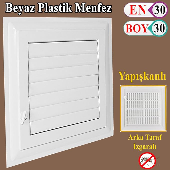 PLASTİK MENFEZ 30X30 CM BANYO / WC HAVALANDIRMA MENFEZ - Görsel 2