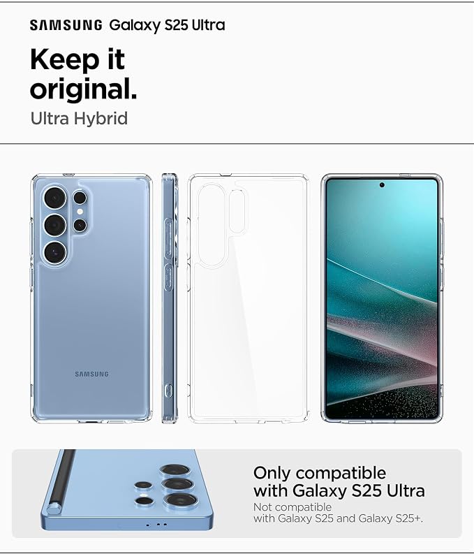 Galaxy S25 Ultra ile Uyumlu Kılıf Ultra Hybrid Sararmaya Dayanıklı Şeffaf Kapak - ACS08961 (Spigen TR Garantili) - Görsel 2