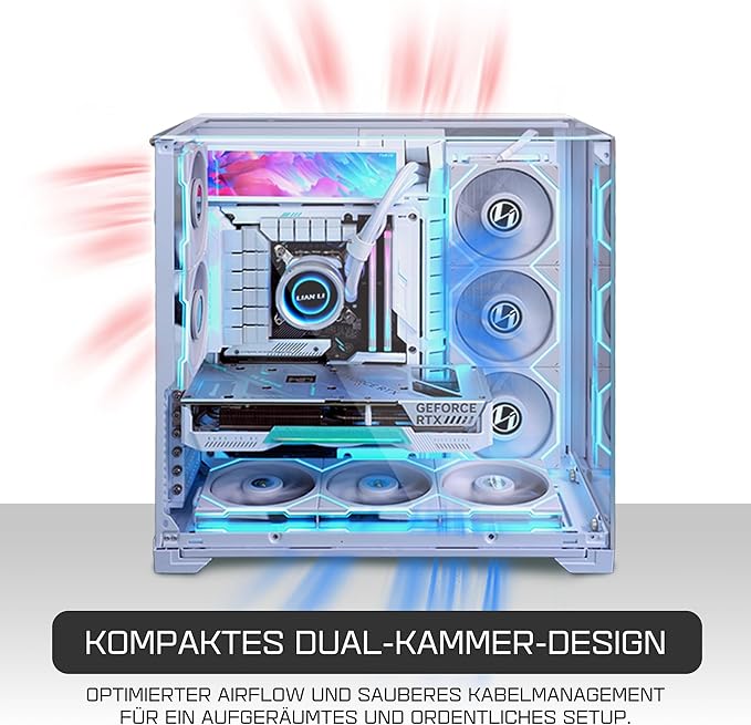 Li O11 Vision Compact ATX Mid-Tower Oyun PC Kasası - Alüminyum ve Temperli Cam (Beyaz) - Görsel 4