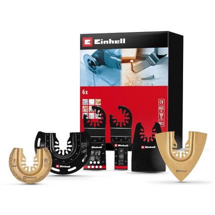 Einhell 6 Parça Multitool Seti (Dalma, HCS Yarım Daire, CrV Dalma, Karbür Uçlu Yarım Daire Testere Bıçağı, Karbür Delta Rasp, Esnek Spatula – Open Back bağlantılı) - 49708106