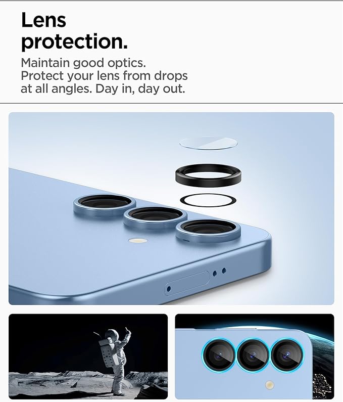 Galaxy S25 ile Uyumlu Kolay Kurulum Kamera Lens Camı Koruyucu GLAS.tR EZ Fit Optik Pro (2 Adet) Siyah - AGL09092 (Spigen TR Garantili) - Görsel 4