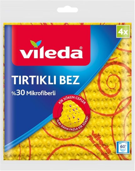 Mikrofiber Tırtıklı Sarı Bez, 4’lü Paket