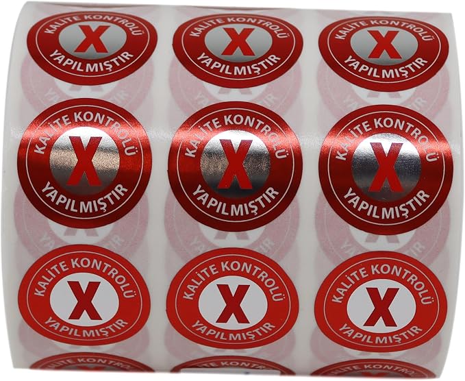 Metalize Kalite Kontrolü Yapılmıştır Ret Etiketi 25mm Çap 2500 Adet Yan Yana 3 lü - Görsel 4