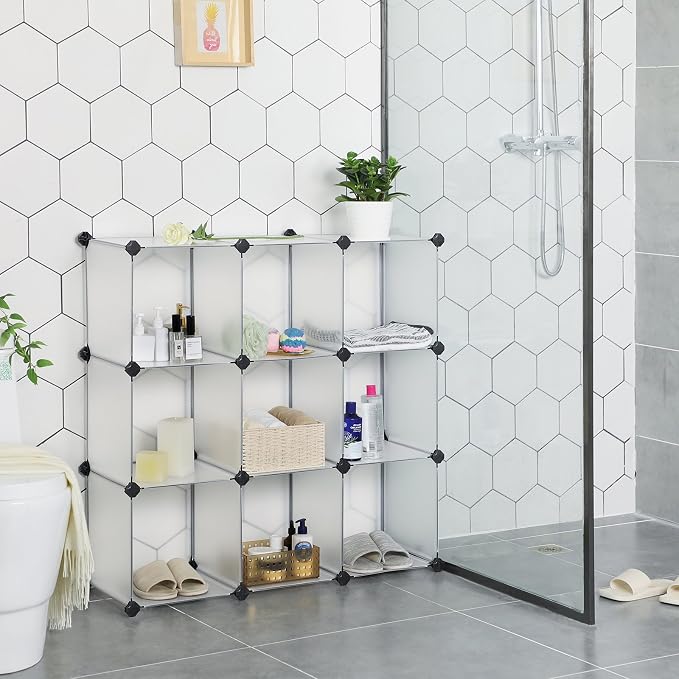 9 Bölmeli Raf Sistemi, Ayakkabı Rafı, Banyo Rafı, Giysi Dolabı, Oyuncak Dolabı, 93 x 31 x 123 cm, Beyaz Lpc115S | Modüler ayakkabı rafı, istiflenebilir küpler, bölücü, yatak odası, ofis, 31 x 93 x 93 cm, beyaz, collection DAMION LPC115S - Görsel 5