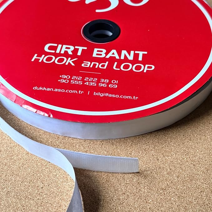Cırt Bant Seti 25 Metre (25m Dişi + 25m Erkek) – Yüksek Güçlü Yapışkanlı Hook Loop Şerit Bant (Beyaz, 2 cm) - Görsel 4