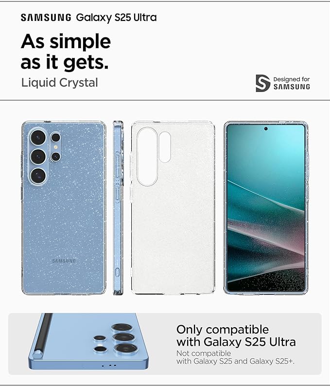 Galaxy S25 Ultra ile Uyumlu Kılıf Liquid Crystal Glitter Sararmaya Dayanıklı ince Simli Kuvars Şeffaf Kapak - ACS08950 (Spigen TR Garantili) - Görsel 2