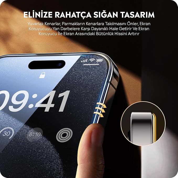 iPhone 16 Pro İle Uyumlu Hayalet Ekran Koruyucu Ultra Şeffaf Yandan Görünmeyen Gizli Full Korumalı Temperli Kırılmaz Cam Koruma - Görsel 5