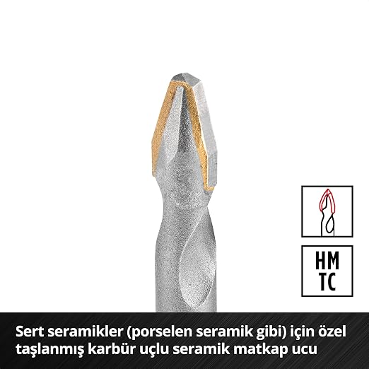 Einhell S-CASE 10 Parça Karbür Fayans Matkap Ucu Seti (Takım Çeliğinden Üretilmiştir, Özel Taşlanmış Karbür Plaka, Merkezleme Ucu, Çift Helis, E 6.3 Sap, Saklama Kutusu Dahil) - 49051410 - Görsel 5