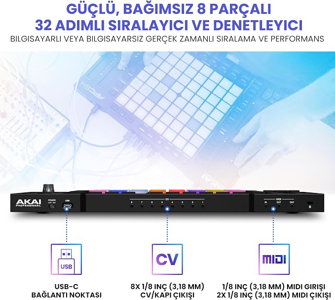 Professional APC64 USB MIDI Pad Kontrolör - Görsel 5