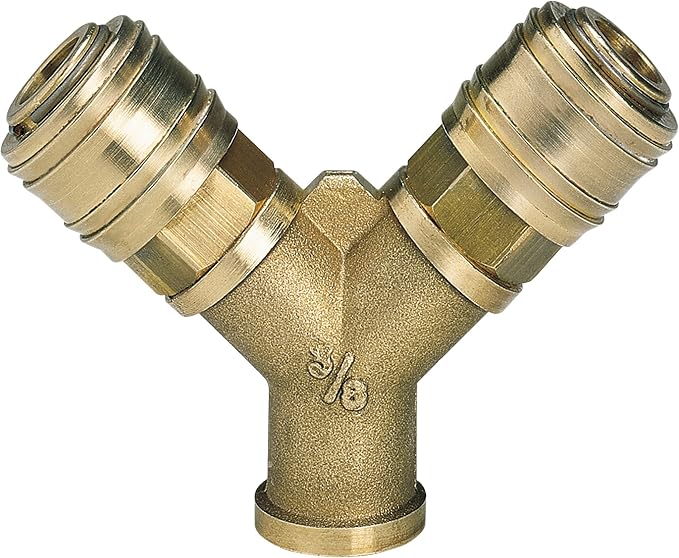 Çift Girişli Basınçlı Hava Çıkış Borusu C. R3/8" (Kompresör Aksesuarı, 2'li hava dağıtıcı, 2x hızlı bağlantı, pirinçten) - 4139680 - Görsel 4